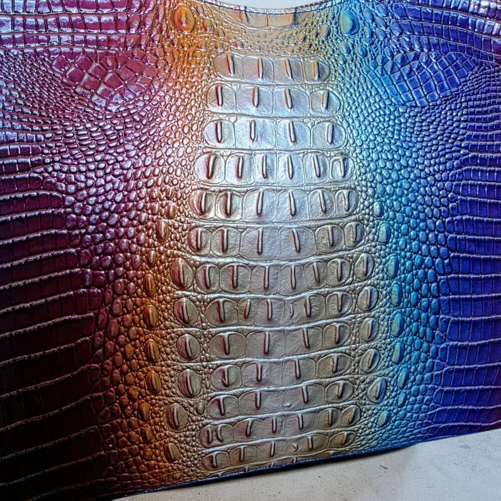 Brahmin Tabitha Melbourne Ombre Rainbow Shoulder Bag Croc Embossed Leather NWT